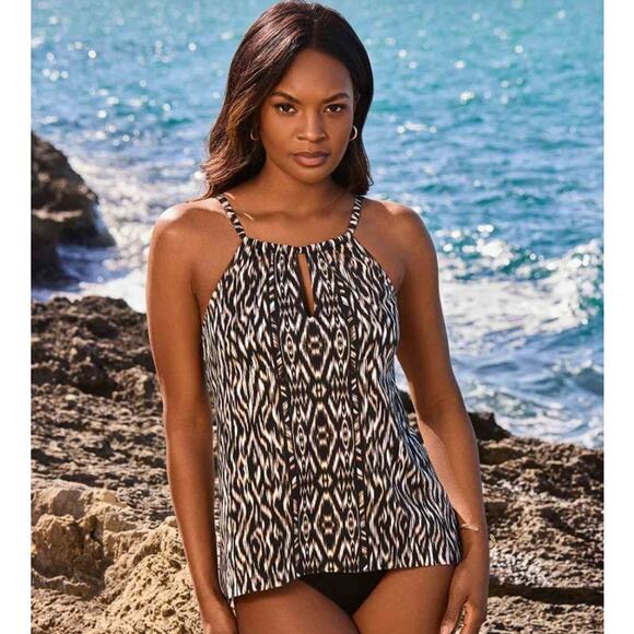 16W Miraclesuit Topkapi Peephole Tankini Top Plus Size Shaping Swimwear Beach - Picture 1 of 8